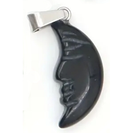 Achát sivý Mesiac prívesok prírodný kameň, ručne brúsená figúrka 2,2 x 10 mm, prináša do života úspech
