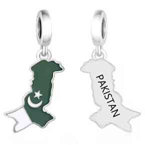 Charm Pákistán vlajka - houpající se mapa, přívěsek na náramek cestování Charm Pákistán vlajka - houpající se mapa, přívěsek na náramek cestování