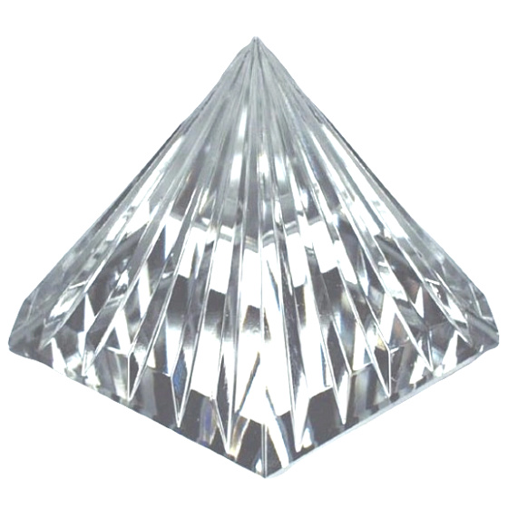 Krištáľové sklo Pyramída ryhovaná 40 mm krištáľ - ťažítko