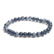 Obsidiánové vločky náramok elastický prírodný kameň, guľa 6 mm / 16-17 cm, záchranný kameň