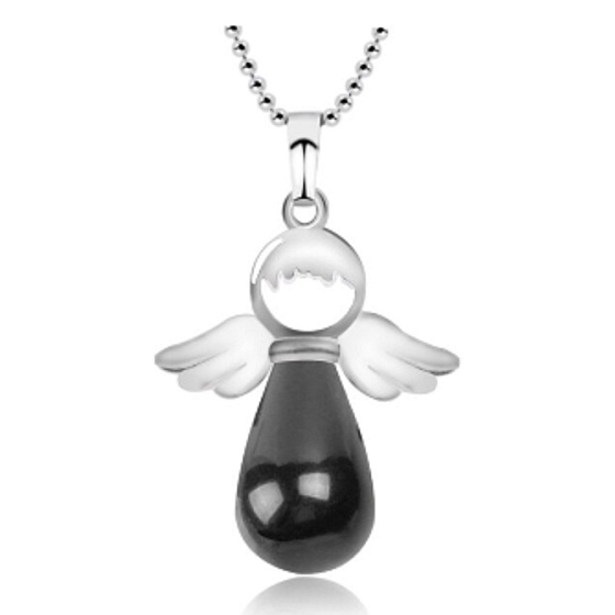 Onyx čierny anjel prívesok prírodný kameň 4,2 x 3 cm, kameň životnej sily