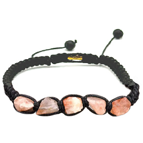 Náramok zo slnečného kameňa prírodný kameň, ručne pletený, nastaviteľná veľkosť, skrýva silu slnka a ohňa