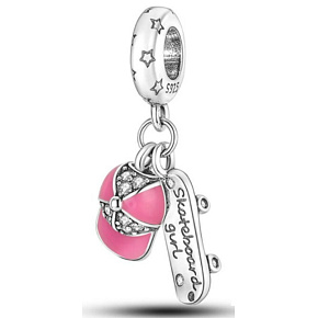 Šarm Striebro 925 Skateboard, 2v1 čiapka, športový náramok prívesok