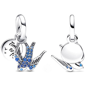 Charm Prívesok na náramok Šumivá lastovička a citát, prívesok 2v1
