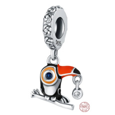 Prívesok zo striebra 925 Tukan na náramku pre zvieratá