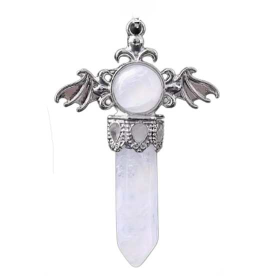 Krištáľový kríž zo zliatiny a prírodného kameňa 5,3 x 3,7 x 12 mm, kameň kameňov