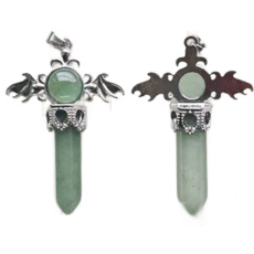 Chalcedónový kríž zo zliatiny a prírodného kameňa 5,3 x 3,7 x 12 mm, kameň lásky a radosti