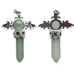 Chalcedónový kríž zo zliatiny a prírodného kameňa 5,3 x 3,7 x 12 mm, kameň lásky a radosti