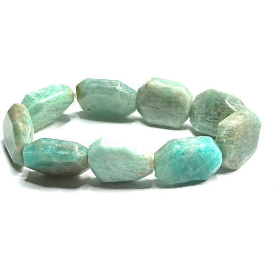 Amazónit náramok elastický prírodný kameň 19 x 15 x 7 mm / 16 - 17 cm, kameň nádeje