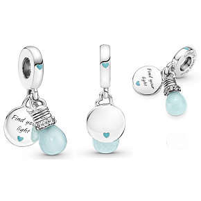 Striebro 925 Luminiscenčné - Žiarovka svietiaca v tme - Nájdi svoje svetlo, meniace sa farby 2v1 Náramok s príveskom Symbol