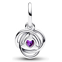 Strieborný šarm 925 Violet eternity circle February, prívesok na náramku symbol