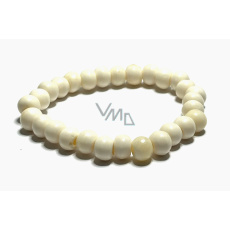 Kosť z Jaka biela Tibetský náramok elastický prírodný kameň, guľôčka 8 mm / 16 - 17 cm, ochranný predmet, amulet