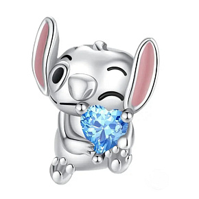 Charm Sterlingové stříbro 925 Roztomilý tvoreček se srdcem, korálek na náramek, láska, něha a radost, láska