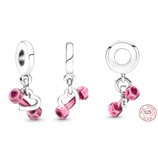 Prívesok zo striebra 925 Chinka a srdce, prívesok na náramku šport
