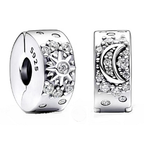 Prívesok Striebro 925 Krása nebies, slnko/mesiac, so zirkónovou zátkou, klip korálik na náramok vesmír