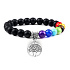 Čakrový náramok elastický Strom života + Onyx, prírodný kameň, guľôčka 8 mm / 16-17 cm, kameň životnej sily