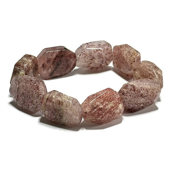Kremeň ružový náramok brúsený prírodný kameň cca 2 cm / 16 - 17 cm, najdokonalejší liečiteľ