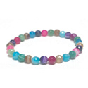 Achát viacfarebný fazetový náramok z elastického prírodného kameňa, guľôčka 6 mm / 16 - 17 cm