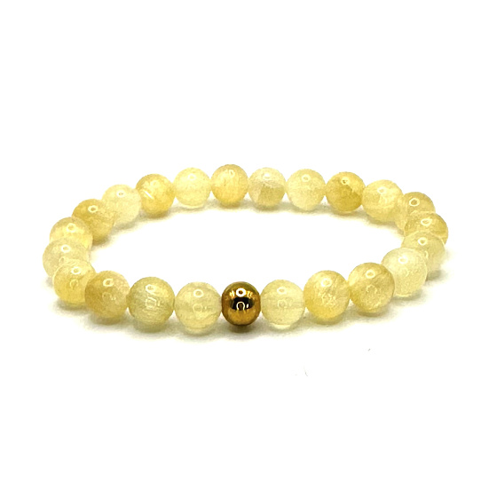 Selenit / Alabaster náramok elastický prírodný kameň, guľôčka 8 mm / 16 - 17 cm, anjelská energia