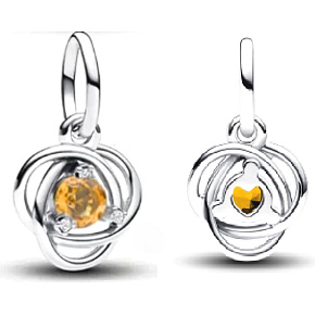 Prívesok zo striebra 925 Yellow eternity circle November, prívesok na náramku symbol