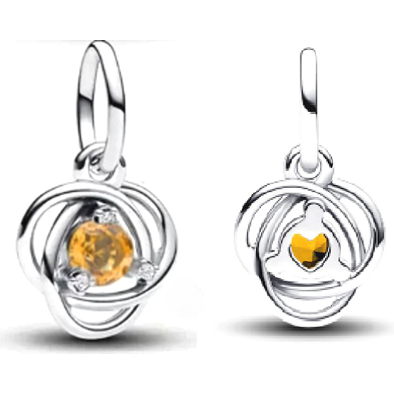 Prívesok zo striebra 925 Yellow eternity circle November, prívesok na náramku symbol