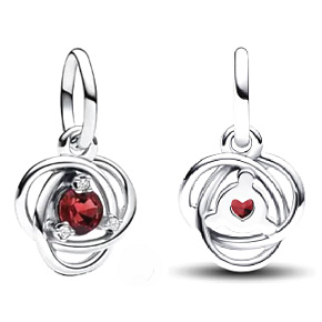 Prívesok Striebro 925 červený tmavý kruh večnosti január, prívesok náramok symbol