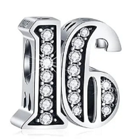 Prívesok Striebro 925 16 výročie, korálky na náramku