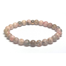 Rodochrozitový náramok elastický prírodný kameň, guľôčka 6 mm / 16 - 17 cm, veľké srdce liečiteľa