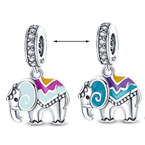Prívesok zo striebra 925 Thermo - Slon prinášajúci šťastie, prívesok na náramok