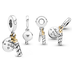 Šarm Striebro 925 Narodeninová sviečka, prívesok 2v1 narodeninový náramok