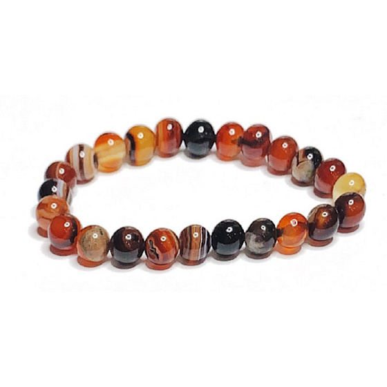 Achát žltý ohnivý náramok elastický prírodný kameň, guľa 8 mm / 16 - 17 cm