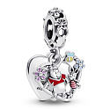 Charm Disney Medvedík Pú a Prasiatko - Nie je dôležité, čo máme, ale koho máme, prívesok srdiečka 2v1 na náramok