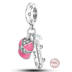 Šarm Striebro 925 Skateboard, 2v1 čiapka, športový náramok prívesok Šarm Striebro 925 Skateboard, 2v1 čiapka, športový náramok prívesok