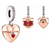 Strieborný prívesok 925 Love heart opening rose gold plated, prívesok na náramok lásky