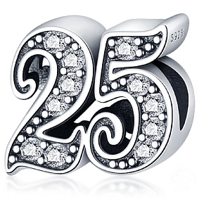 Prívesok Striebro 925 25. výročie, korálik na náramku