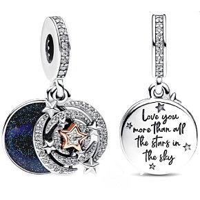 Šarm Striebro 925 Dvojfarebná strieľajúca hviezda 2v1, prívesok na náramok lásky