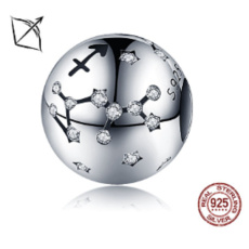 Znamenie zverokruhu Strelec, prívesok na náramok striebro + zirkóny, guľôčka 9 mm 1 ks