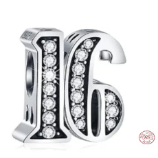 Prívesok Striebro 925 16 výročie, korálky na náramku