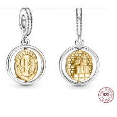 Striebro 925 Harry Potter - 9 a 3/4, Hedviga, rotujúci prívesok na náramok