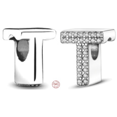 Prívesok Striebro 925 Abeceda písmeno T, korálik na náramok Prívesok Striebro 925 Abeceda písmeno T, korálik na náramok