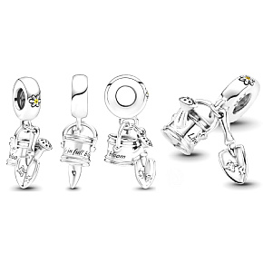 Strieborný prívesok 925 Čajník a lopatka 2v1, prívesok na náramku Strieborný prívesok 925 Čajník a lopatka 2v1, prívesok na náramku