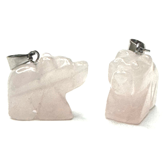 Prívesok medveďa ružového prírodný kameň, ručne brúsená figúrka 1,8 x 2,5 x 8 mm, kameň lásky