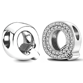 Prívesok Striebro 925 Abeceda písmeno Q, korálik na náramok