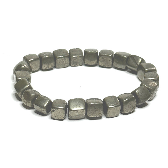 Pyritový náramok elastický prírodný, kocka 8 mm / 16-17 cm, majster sebadôvery a hojnosti