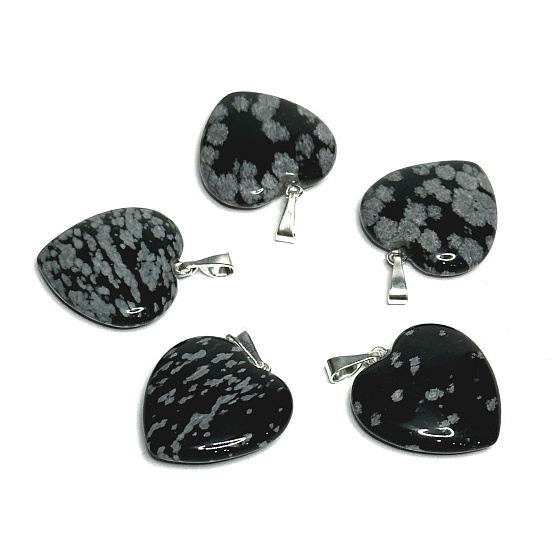 Obsidiánová vločka srdce prívesok prírodný kameň 20 mm, kameň spásy