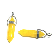 Avanturín žlté kyvadlo šesťuholník prívesok prírodný kameň 41 x 13 mm, kameň šťastia