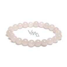 Ružový náramok elastický prírodný kameň, guľôčka 8 mm / 16 - 17 cm, kameň lásky