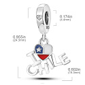 Charm Čilská vlajka srdce - Milujem Čile - I Love Chile, 2v1 prívesok na náramok cestovanie
