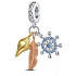 Charm Striebro 925 Ochranný amulet, kotva, pierko, mušľa 3v1, prívesok na náramok more