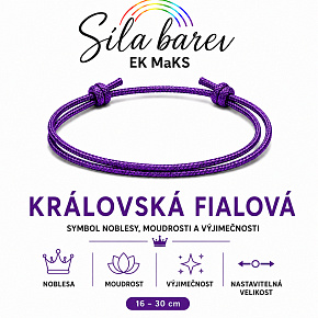 Šňůrkový náramek Síla barev – Královská fialová | Symbol noblesy, moudrosti a výjimečnosti | nastavitelný 16 - 30 cm